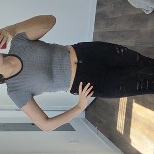 Striped black and white crop top